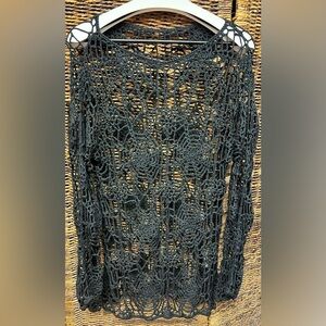 Killstar Midnight‎ Black Knit Top- Spider web pattern, XL/XXL